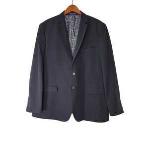 Alan‎ Flusser Men's 48RG Navy Wool Blend Sport Coat Blazer Paisley Lined